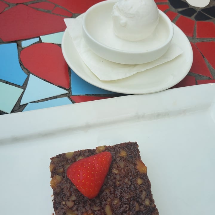 photo of Original Sin Mediterranean Restaurant Vegan Brownie with Coconut Ice Cream shared by @crueltyfreetan on  03 Apr 2022 - review