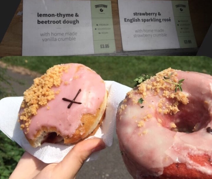 photo of Crosstown - Doughnuts and Coffee lemon-thyme & beetroot dough shared by @plantboi on  19 Apr 2020 - review