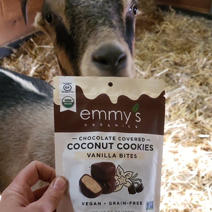 photo of emmy's organics Chocolate Covered Coconut Cookies  -  Vanilla Bites shared by @ambularfortheanimals on  11 Oct 2020 - review