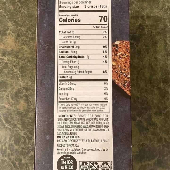 photo of ALDI Specially Selected Fig and Black Sesame Artisan Crisp shared by @tammydillon on  21 Feb 2022 - review