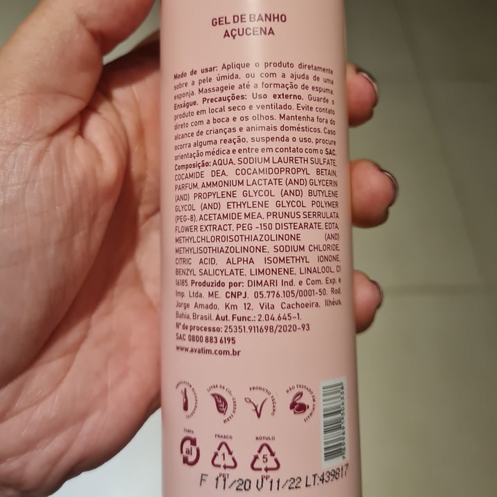 review photo of Avatim gel de banho açucena shared by @daniconde21 on 14 Jun 2022 - review