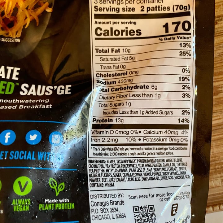 photo of Gardein Ultimate Plant-Based Breakfast Saus’ge shared by @sandrews on  29 Sep 2022 - review