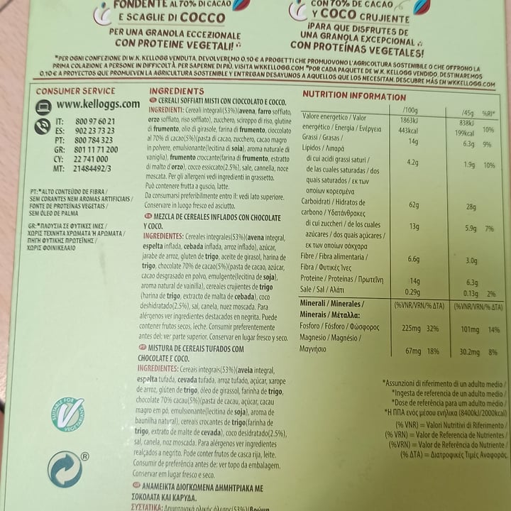 review photo of Kellogg Proteine Vegetali Granoli Chocolate Negro Y Coco shared by @elanorya on 09 Jun 2021 - review