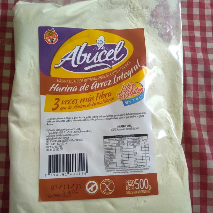 photo of Abucel Harina De Arroz Integral shared by @sintaccveganayque on  11 Dec 2020 - review