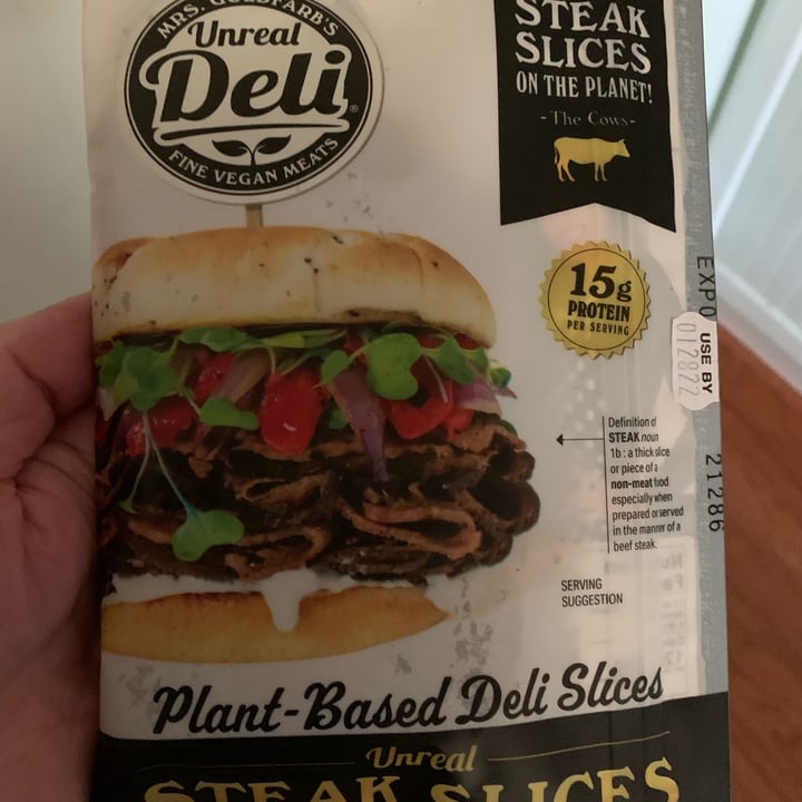photo of Mrs. Goldfarb’s Unreal Deli Steak slices shared by @onehungryvegan on  02 Jan 2022 - review