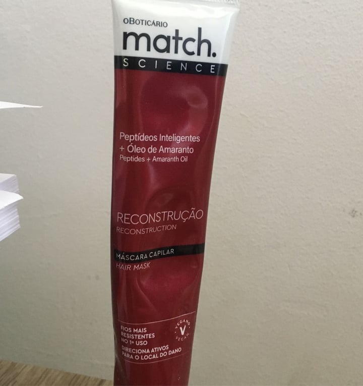 photo of Creme Restaurador Match Boticário Vegano match science máscara capilar shared by @juliasoulat on  17 Nov 2022 - review