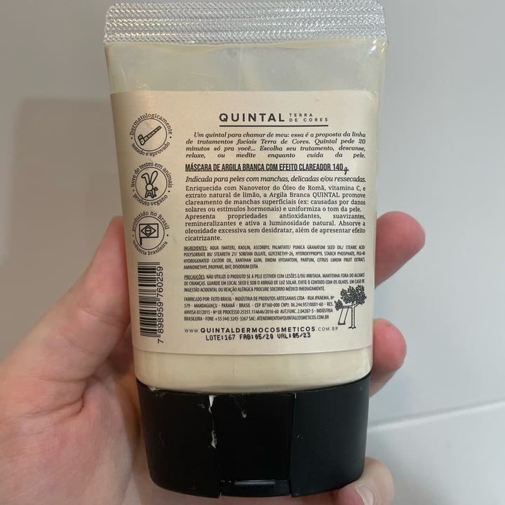 review photo of Quintal Dermocosméticos Máscara Clareadora De Argila Branca shared by @thatoninatto on 05 May 2022 - review