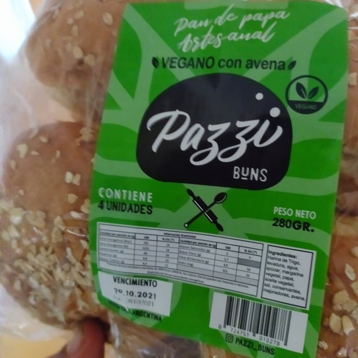 photo of Pazzi Buns Pan de Papa Artesanal Vegano con Avena shared by @pablofede on  17 Oct 2021 - review