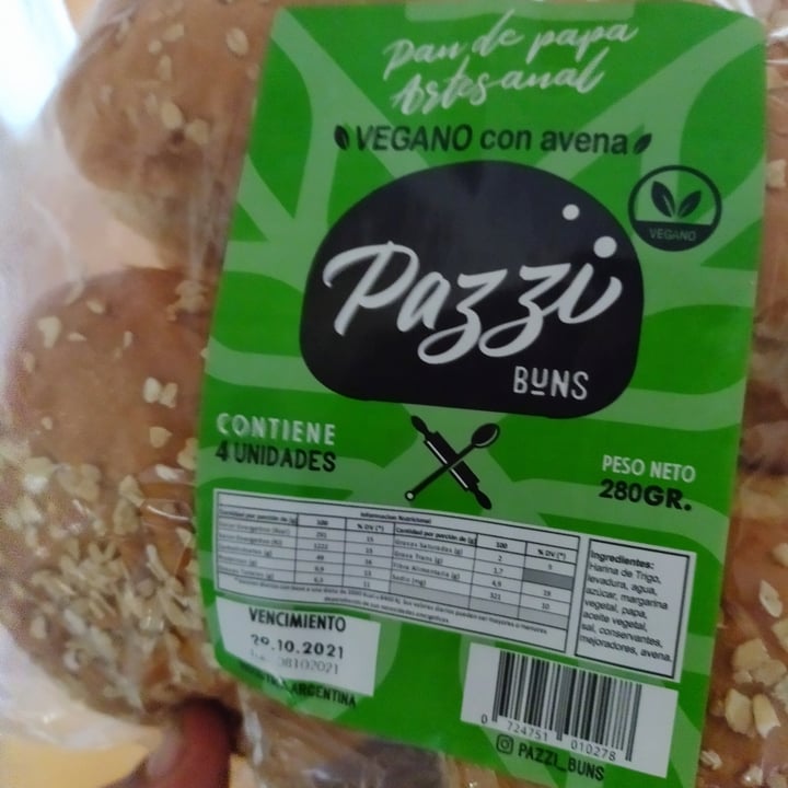 review photo of Pazzi Buns Pan de Papa Artesanal Vegano con Avena shared by @pablofede on 17 Oct 2021 - review