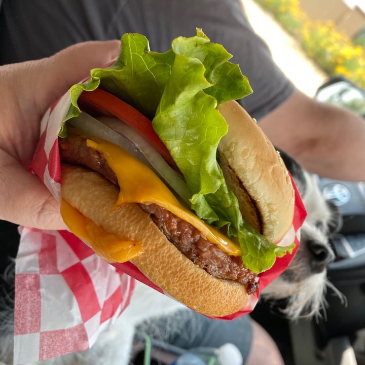review photo of Santana's Vegan Grill Cheeseburger shared by @vegantoycollector on 23 Aug 2021 - review
