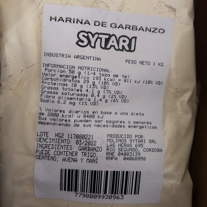 photo of Sytari Harina de garbanzos shared by @tierrapatuna on  07 Aug 2022 - review