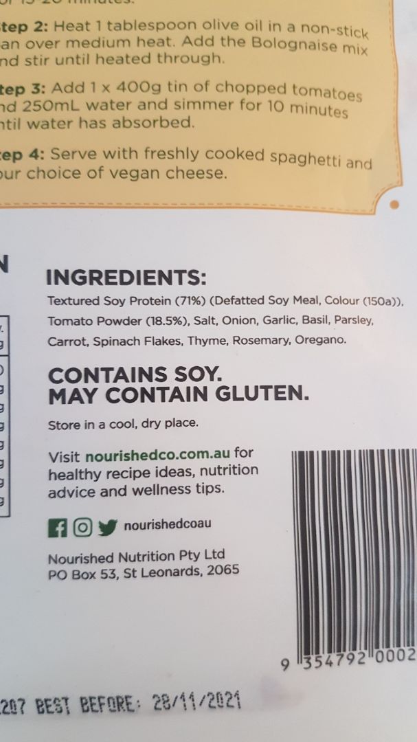 photo of Nourished Nutrition Bolognaise shared by @kmazz on  13 Jul 2020 - review