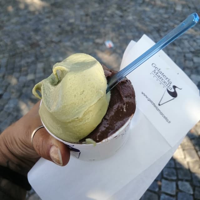 Foto do prato “Pistacchio e cioccolato”