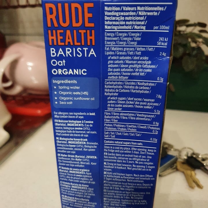 photo of Rude health Barista Oat Milk shared by @josphua on  28 Jan 2022 - review