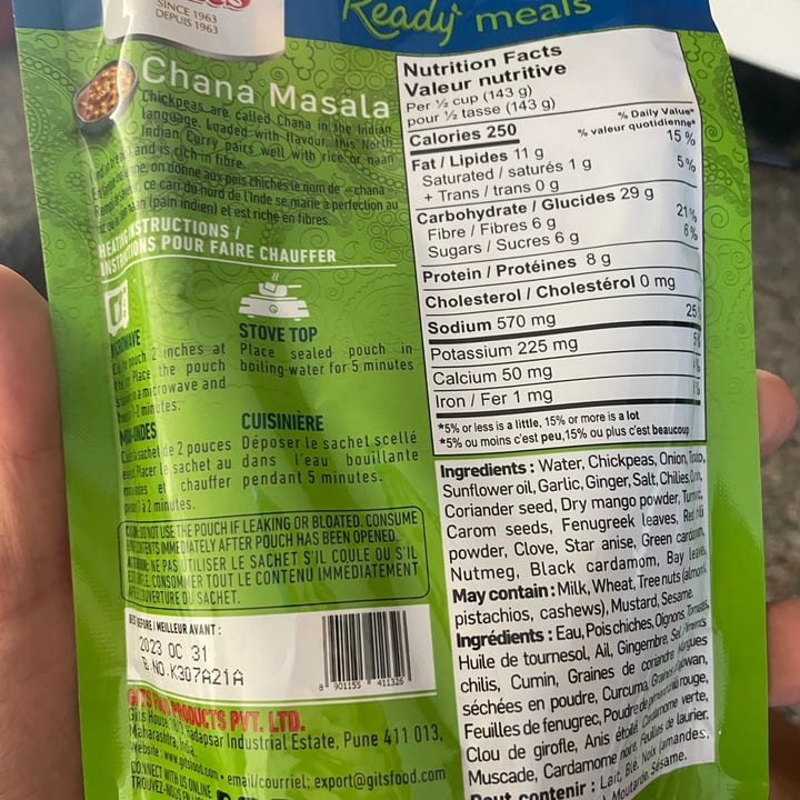 review photo of Gits Chana Masala shared by @dgomes on 05 Feb 2022 - review