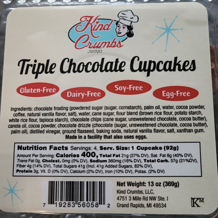 photo of kind crumbs Triple chocolate cupcakes shared by @jenam91 on  17 Dec 2022 - review