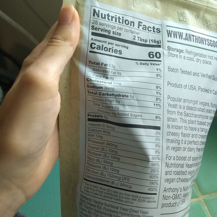 photo of Anthony's Goods Nutritional yeast shared by @pinpanpot on  24 Oct 2020 - review
