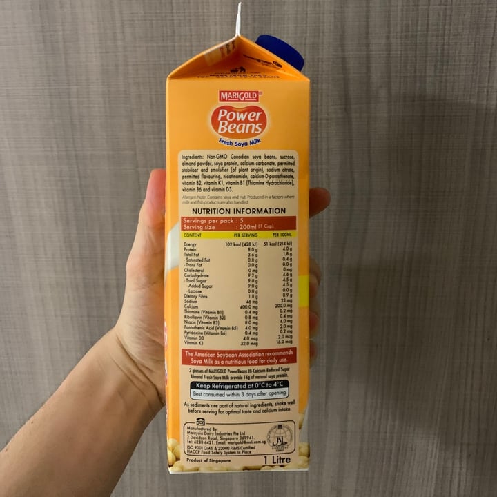 photo of Marigold Health Foods Power Beans Fresh Soya Milk shared by @heruvimdi on  18 Sep 2020 - review