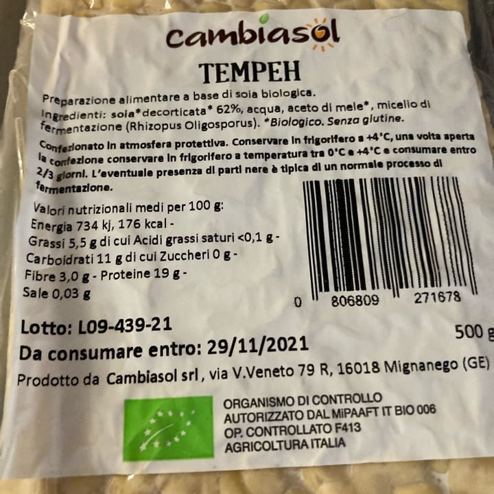 photo of Cambiasol Tempeh shared by @andamcdogs on  29 Nov 2021 - review