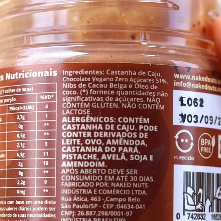 review photo of Naked Nuts Castanha De Caju E Chocolate Belga shared by @veggiefitmarina on 23 Mar 2022 - review