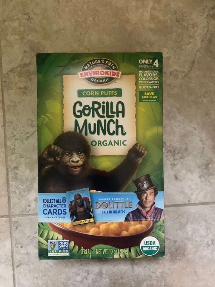 photo of Nature's Path Foods Corn Puffs Gorilla Munch shared by @vegankeegan on  21 Apr 2020 - review