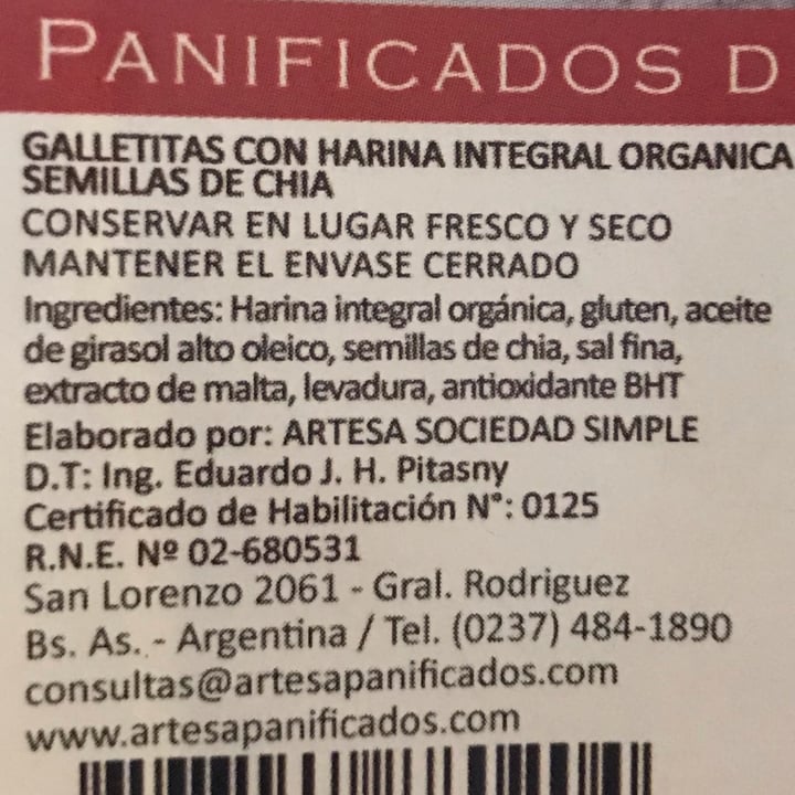 photo of Artesa Galletitas Con Harina Integral Orgánica Y Chia shared by @sechague on  23 Dec 2021 - review