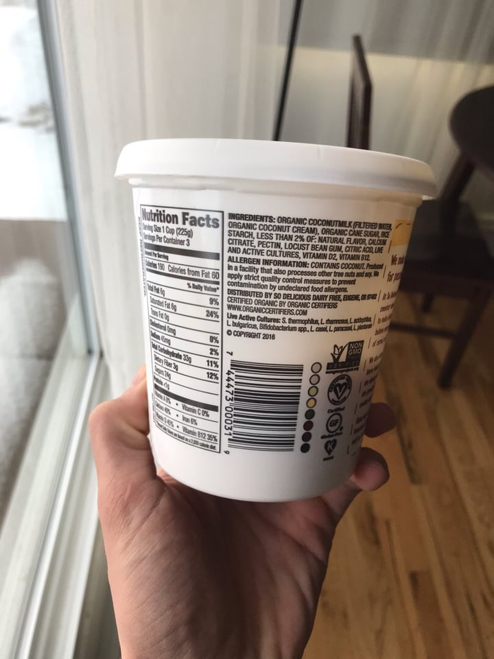 photo of So Delicious Dairy Free Unsweetened Vanilla Coconutmilk Yogurt Alternative shared by @tryingveganwithmario on  06 Feb 2019 - review
