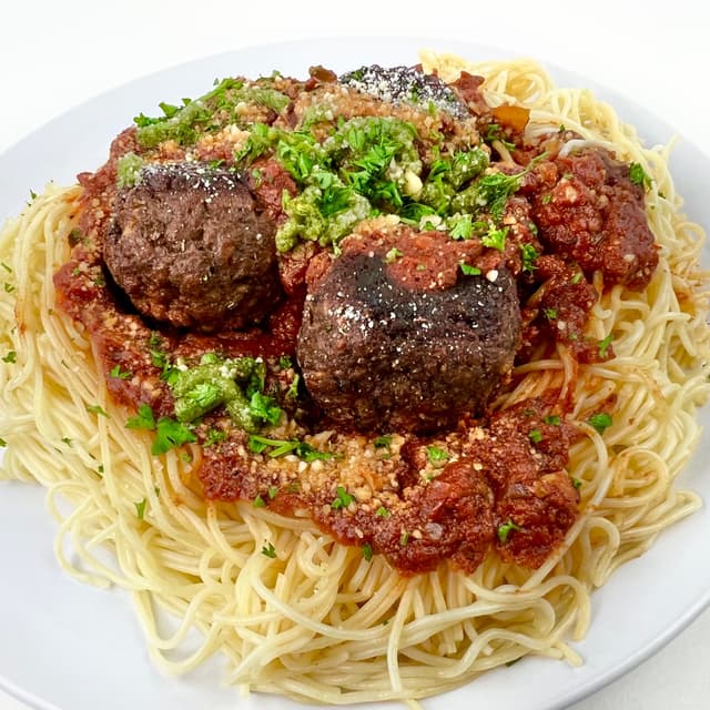 Foto del piatto “Angel Hair Fennel Meatball Pasta”