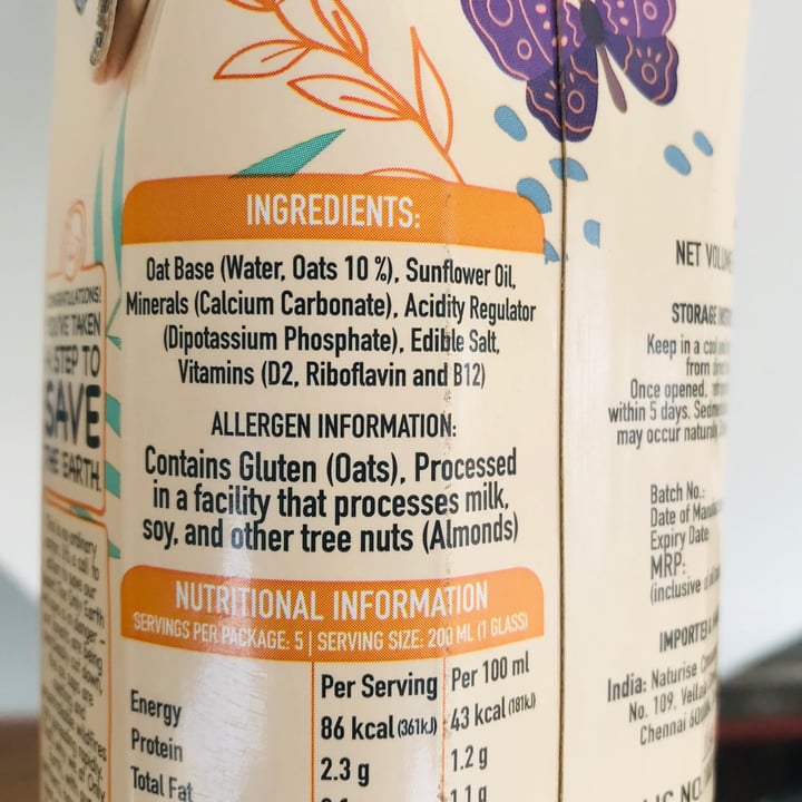 photo of Only Earth Oats Original Unsweetened shared by @veganniran on  19 Aug 2021 - review
