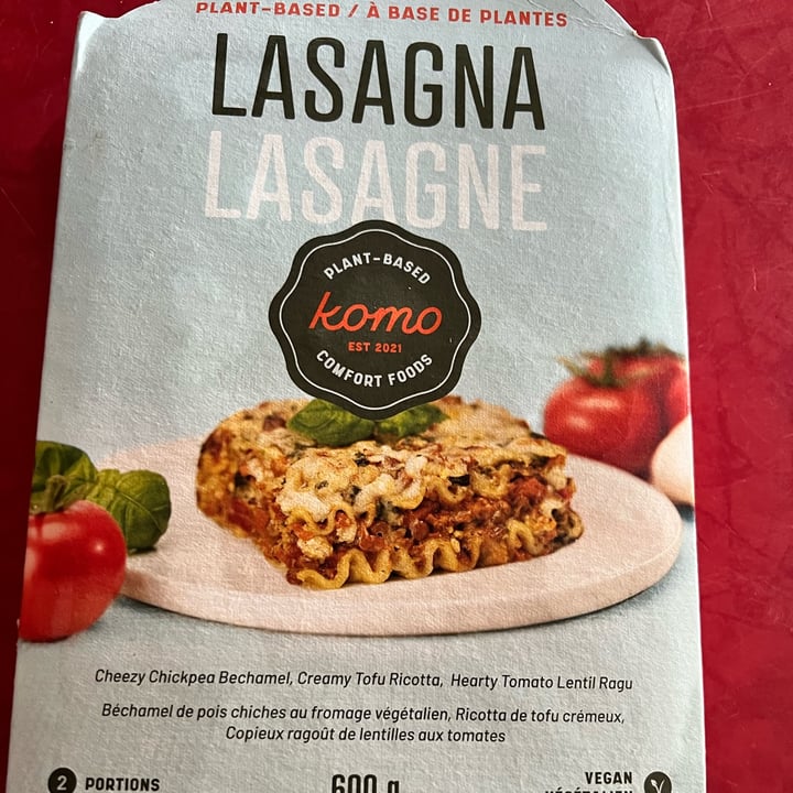 photo of Komo Plant-based Comfort Foods Lasagna shared by @veganmika on  12 Sep 2022 - review