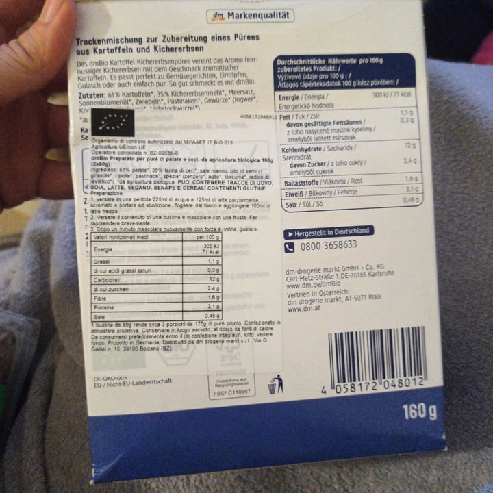 photo of dmBio Kartoffel-kichererbsen Puree shared by @silviag on  07 Dec 2021 - review
