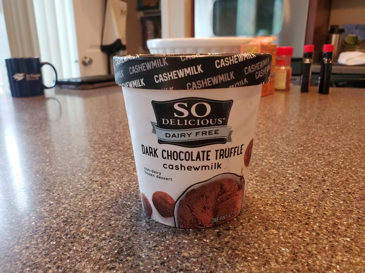 photo of So Delicious Dairy Free Dark Chocolate Truffle Cashewmilk Frozen Dessert shared by @mishanovak on  01 Sep 2019 - review