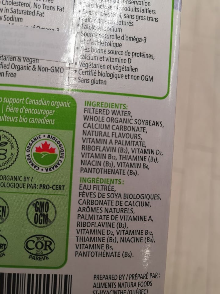 photo of Natura Mc Unsweetened Organic Soy Beverage shared by @plantiful on  24 Aug 2019 - review