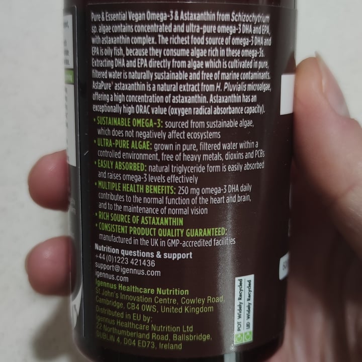 photo of Igennus Vegan omega 3 shared by @angelarusso on  07 Feb 2022 - review