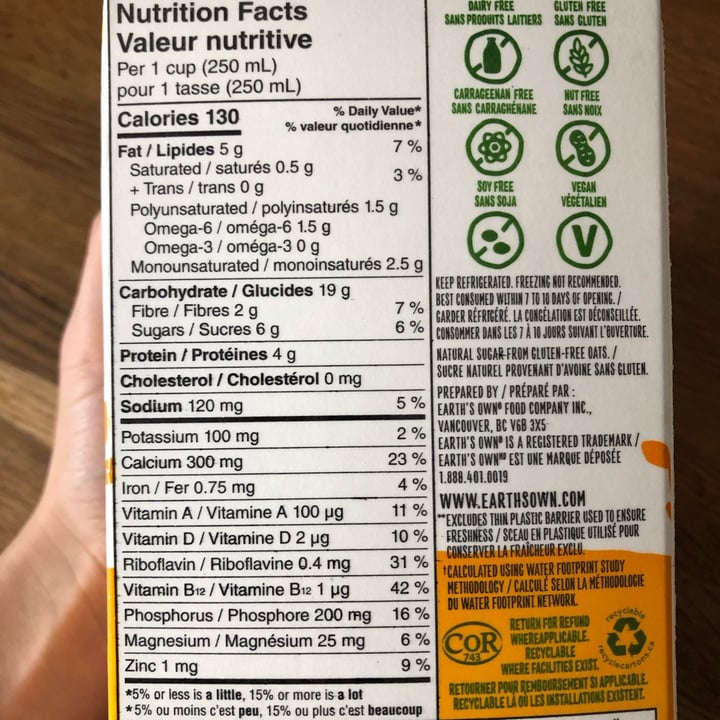 review photo of Earth's Own Oat Milk Unsweetened shared by @leafinthechinook on 02 Mar 2022 - review