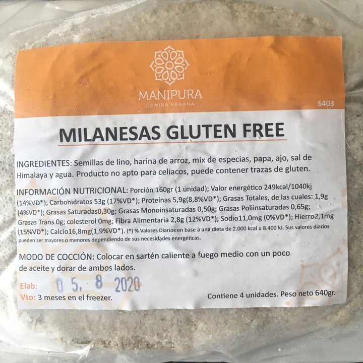 review photo of Manipura Milanesas Gluten Free shared by @astormel on 03 Sep 2020 - review
