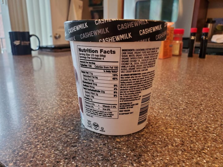 photo of So Delicious Dairy Free Dark Chocolate Truffle Cashewmilk Frozen Dessert shared by @mishanovak on  01 Sep 2019 - review