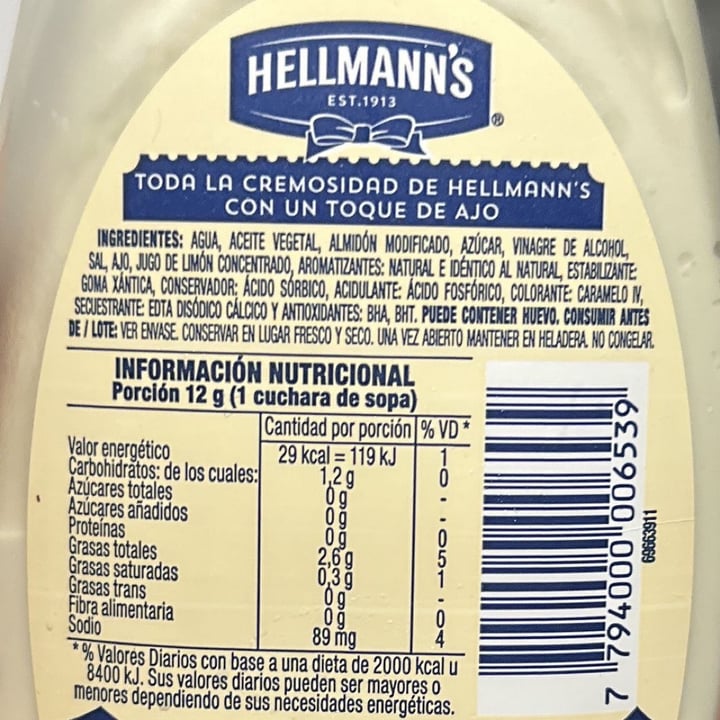 review photo of Hellmannâs Aderezo de Ajo shared by @buki on 05 Dec 2022 - review