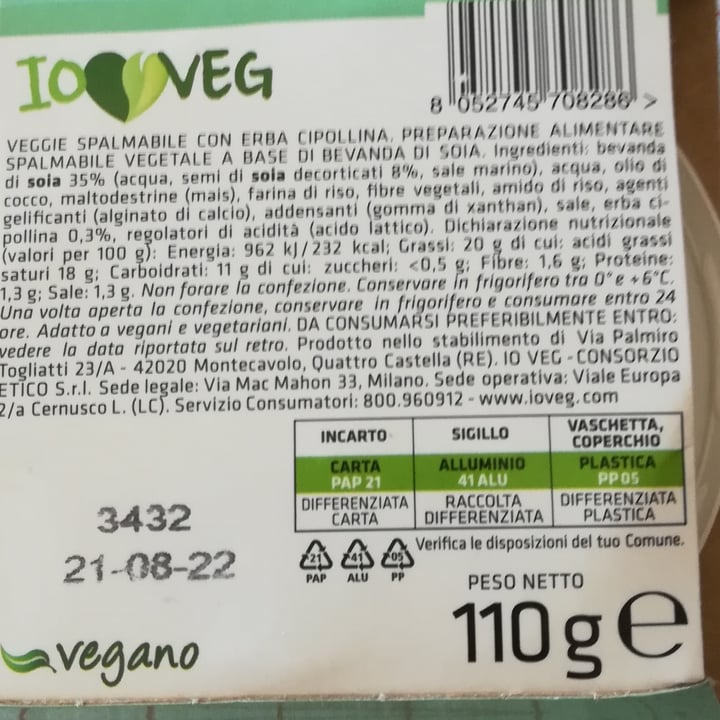 review photo of ioVEG Veggie Spalmabile All’erba Cipollina shared by @sarvega2 on 26 Jun 2022 - review