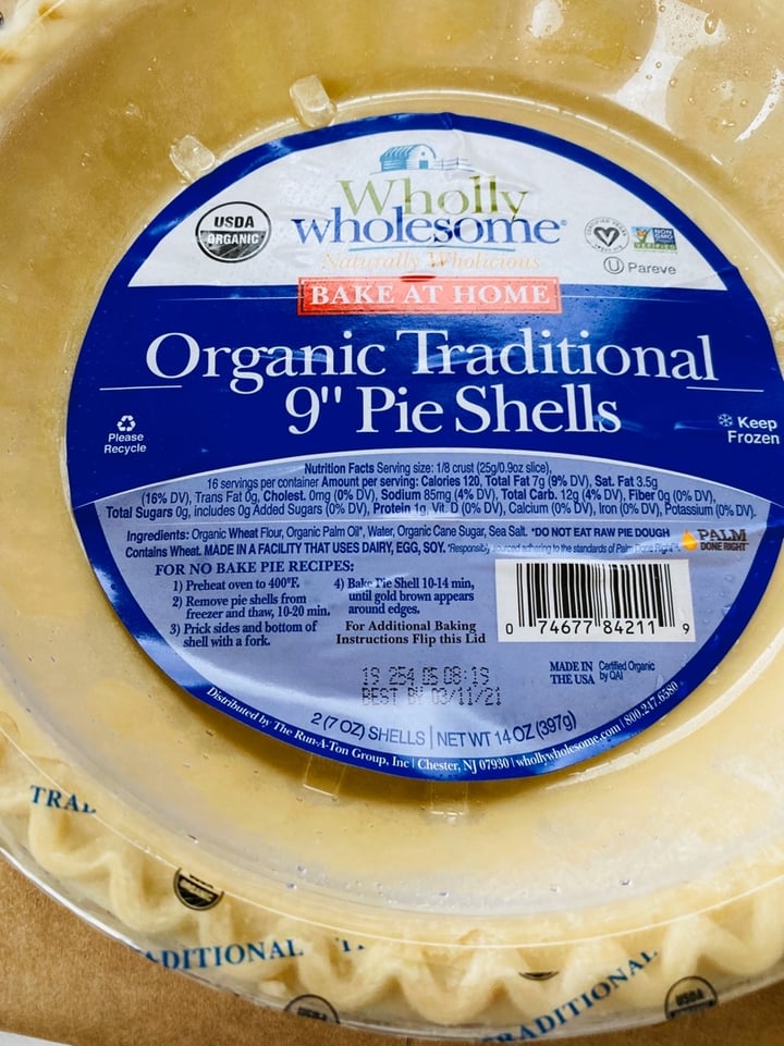 photo of Wholly Wholesome Organic Traditional 9" Pie Shells shared by @gardenforlife on  31 Dec 2019 - review