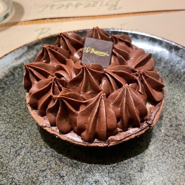 Photo of the dish “Crostatina con mousse di cioccolato e pere”