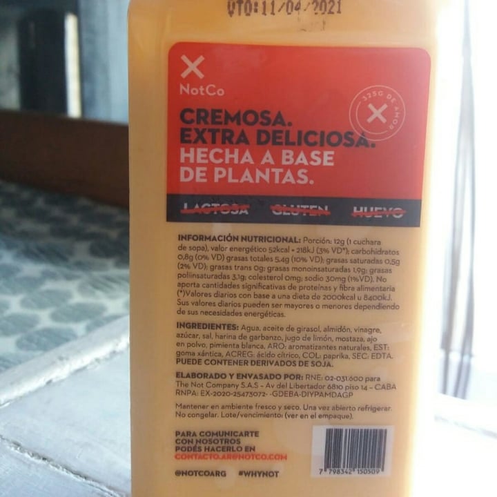 review photo of NotCo Not Mayo Spicy shared by @giuseppesommer on 22 Feb 2021 - review