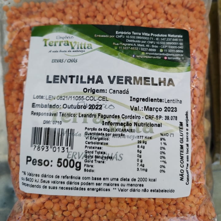 review photo of Empório Terra Vitta Lentilha vermelha shared by @cacazinha on 18 Oct 2022 - review