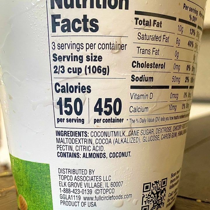 review photo of Full Circle Market Coconutmilk Chocolate Almond Crunch Non-Dairy Frozen Dessert shared by @veganabbysway on 06 Jul 2022 - review
