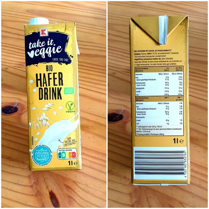 photo of Kaufland Take it Veggie Bio Hafer Drink shared by @sophonax on  24 Aug 2021 - review
