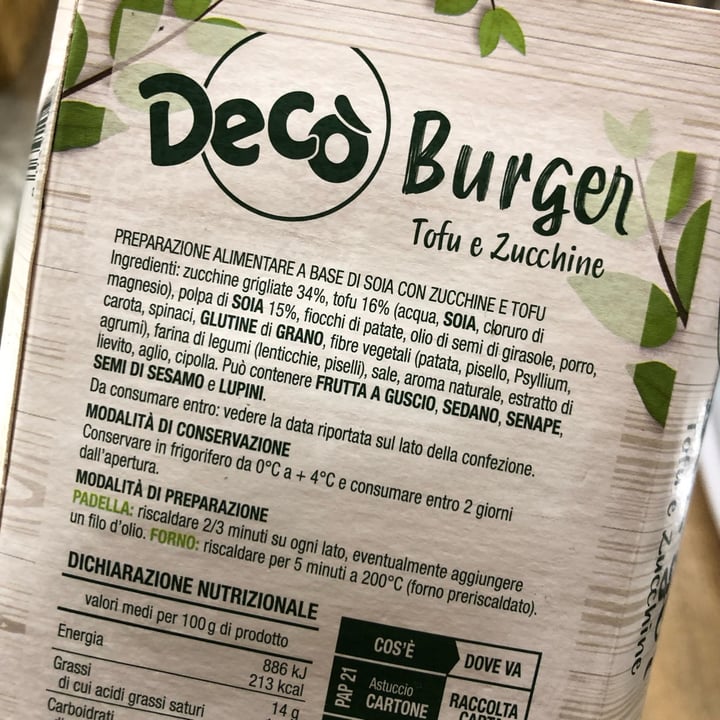 photo of Bio Decò burger tofu e zucchine shared by @spazioverdegreen on  06 Nov 2022 - review