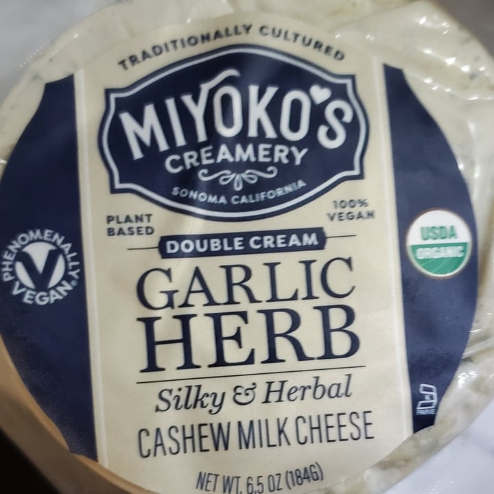 photo of Miyoko's Creamery Double Cream Garlic Herb Cashew Milk Cheese shared by @veganbymarriage on  13 Jul 2021 - review