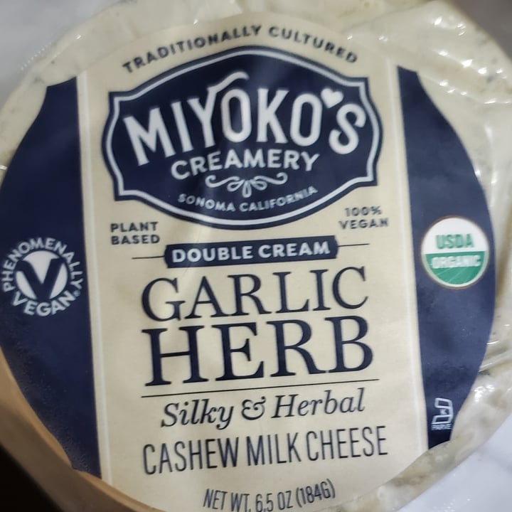 review photo of Miyoko's Creamery Double Cream Garlic Herb Cashew Milk Cheese shared by @veganbymarriage on 13 Jul 2021 - review