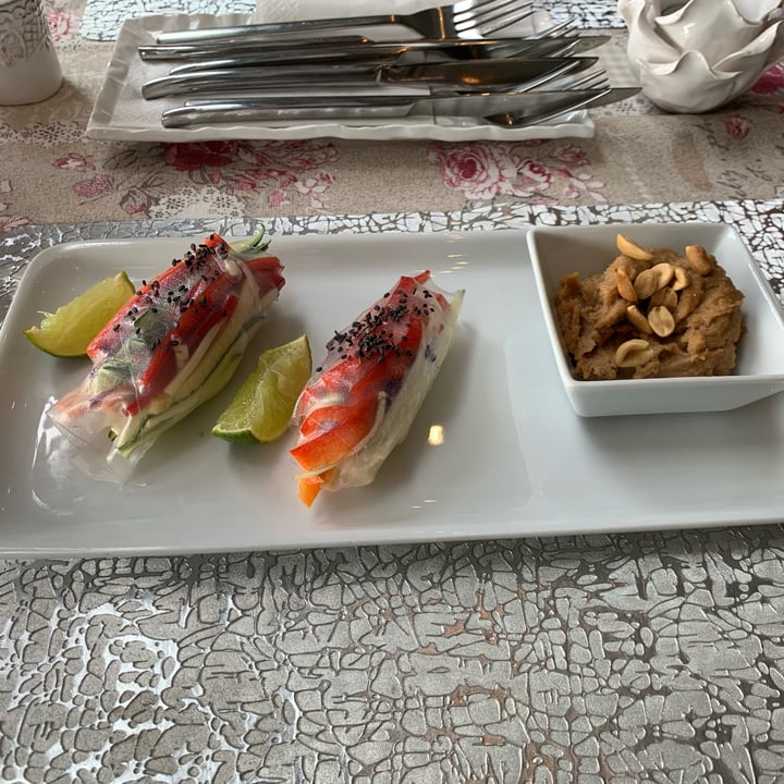 review photo of Magora Vegán Étterem Summer Rolls With Peanut Sauce shared by @veganaroundtheworld on 23 Jul 2022 - review