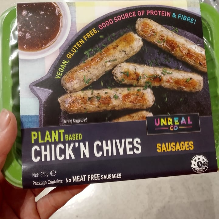 photo of Unreal Co. Chick’n Chives Sausages shared by @jaywhite on  29 Jan 2022 - review